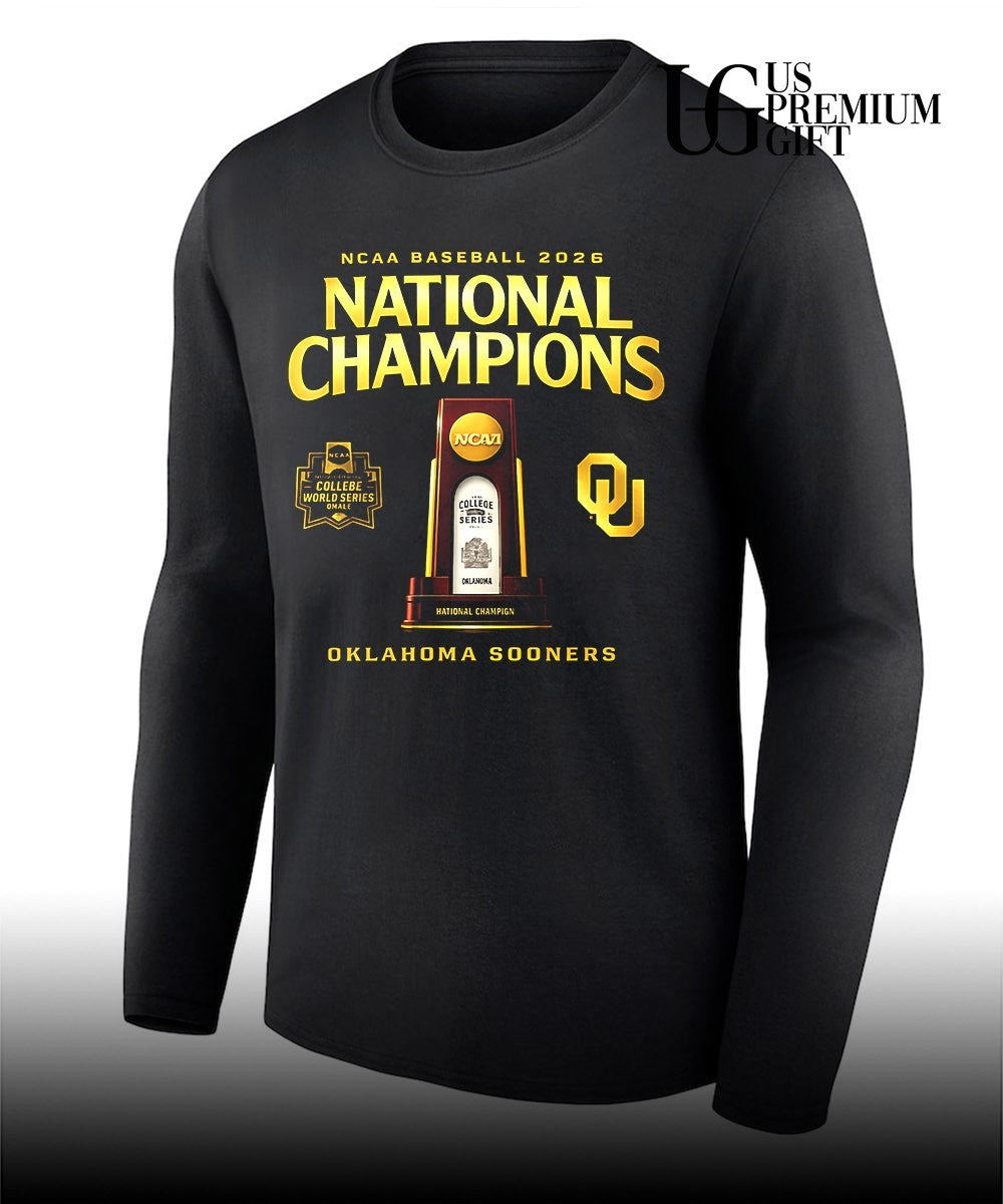 Oklahoma Sooners NCAA Baseball 2026 National Champions College World Series trophy shirt