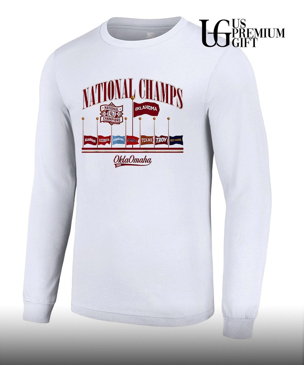 Oklahoma Sooners NCAA Baseball National Champs OklaOmaha 2026 Alabama Georgia flags shirt