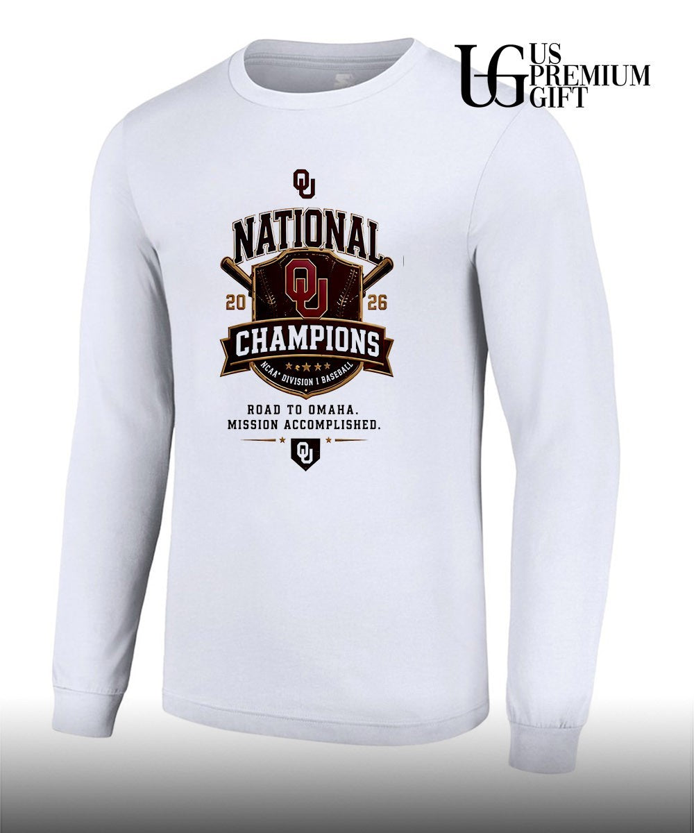 Oklahoma Sooners NCAA Division I Baseball National Champions 2026 Road to Omaha shirt