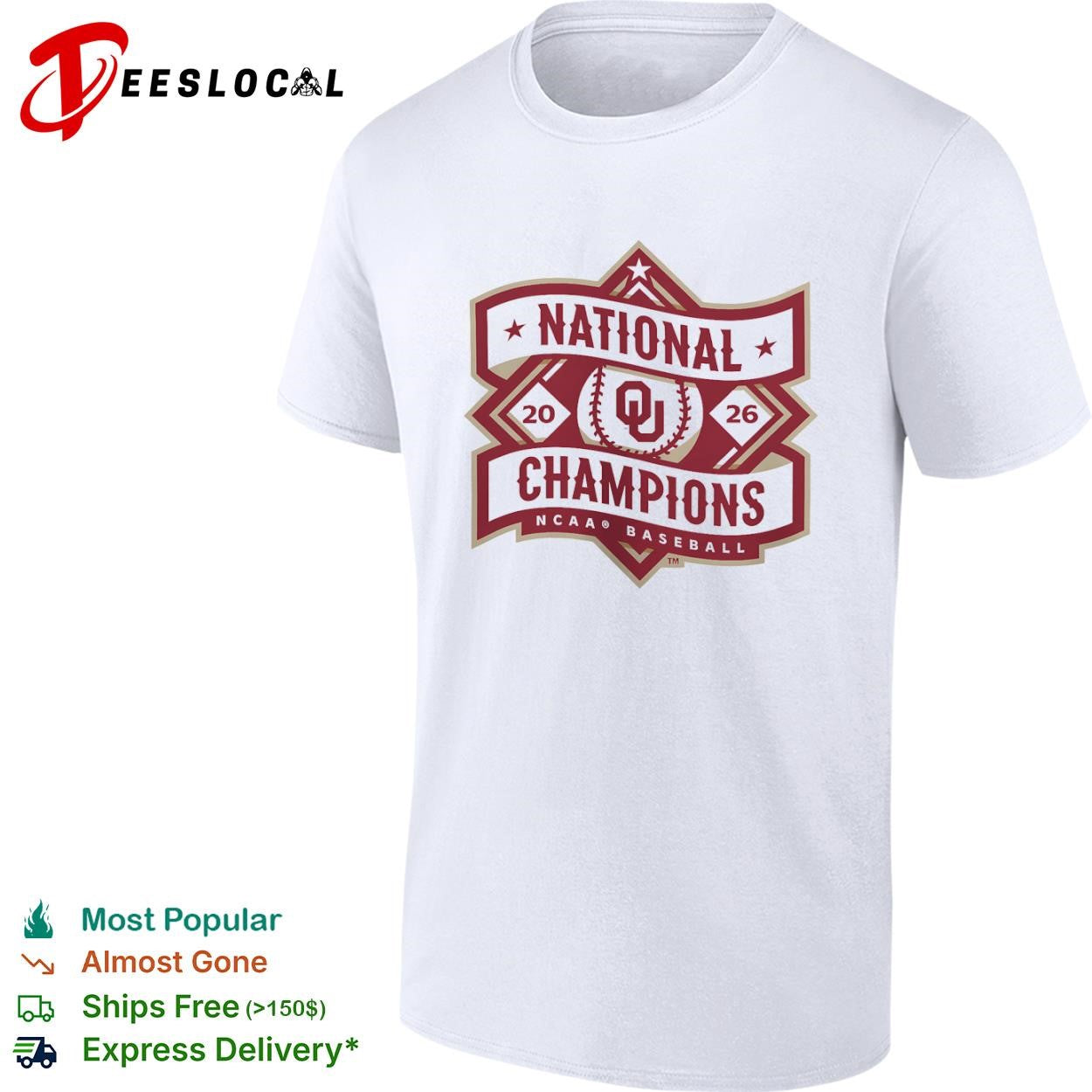 Oklahoma Sooners National Champions 20 26 NCAA Baseball logo shirt