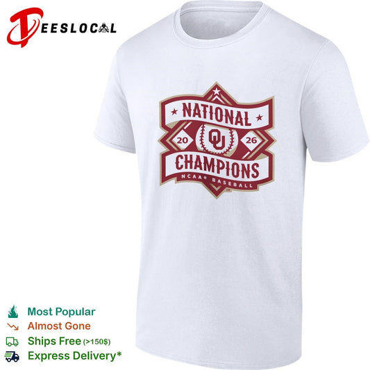 Oklahoma Sooners National Champions 20 26 NCAA Baseball logo shirt