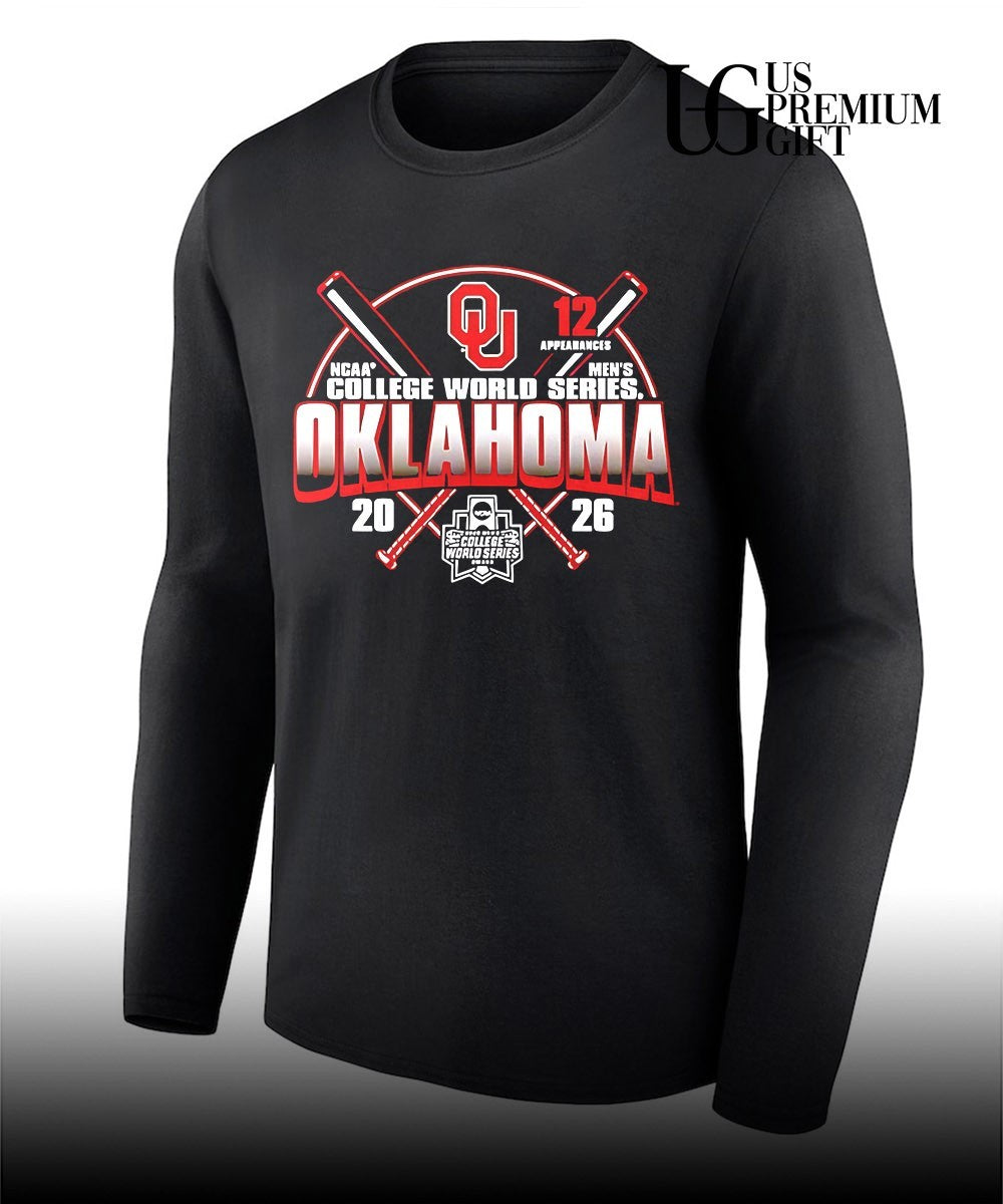 Oklahoma Sooners crossed bats 12 appearances NCAA Mens College World Series 2026 shirt