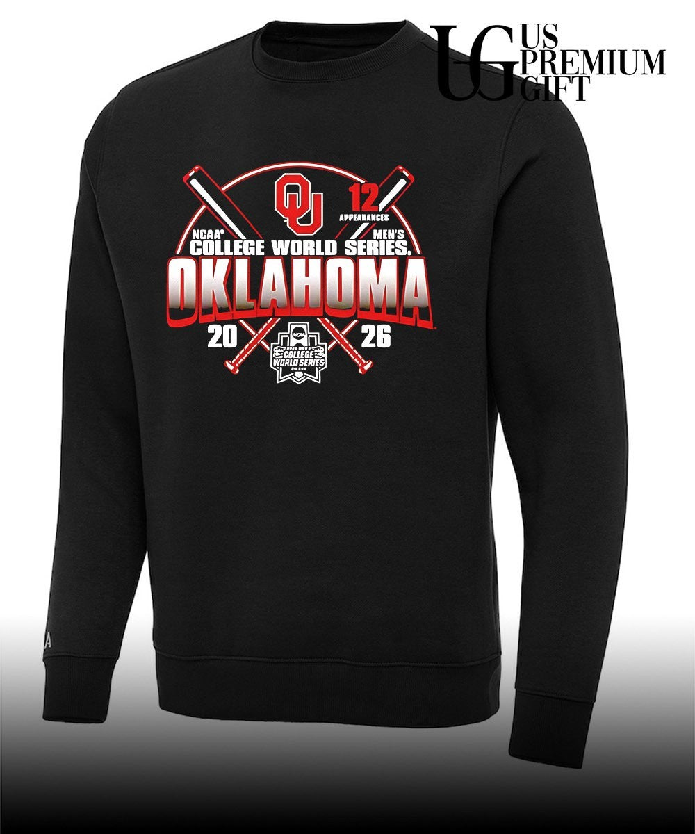 Oklahoma Sooners crossed bats 12 appearances NCAA Mens College World Series 2026 shirt