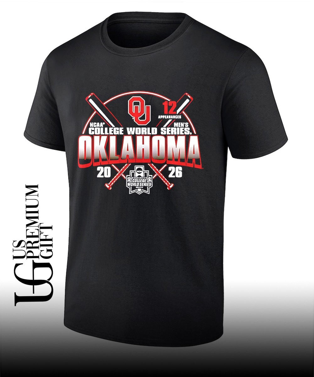 Oklahoma Sooners crossed bats 12 appearances NCAA Mens College World Series 2026 shirt