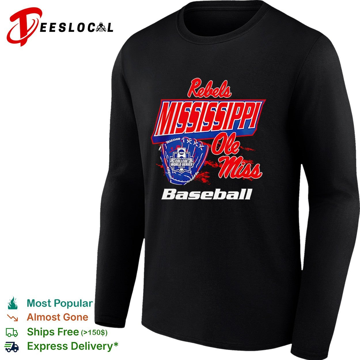 Ole Miss Rebels 2022 College World Series Mississippi Baseball Graphic shirt