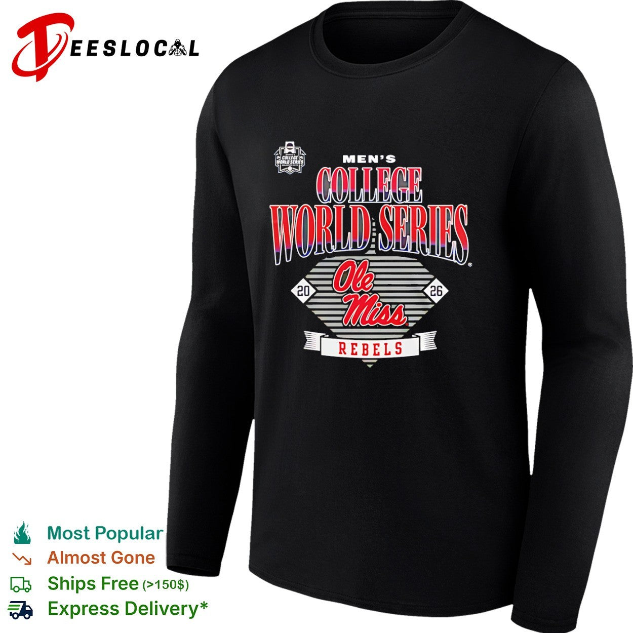 Ole Miss Rebels 2026 College World Series men’s NCAA baseball championship shirt