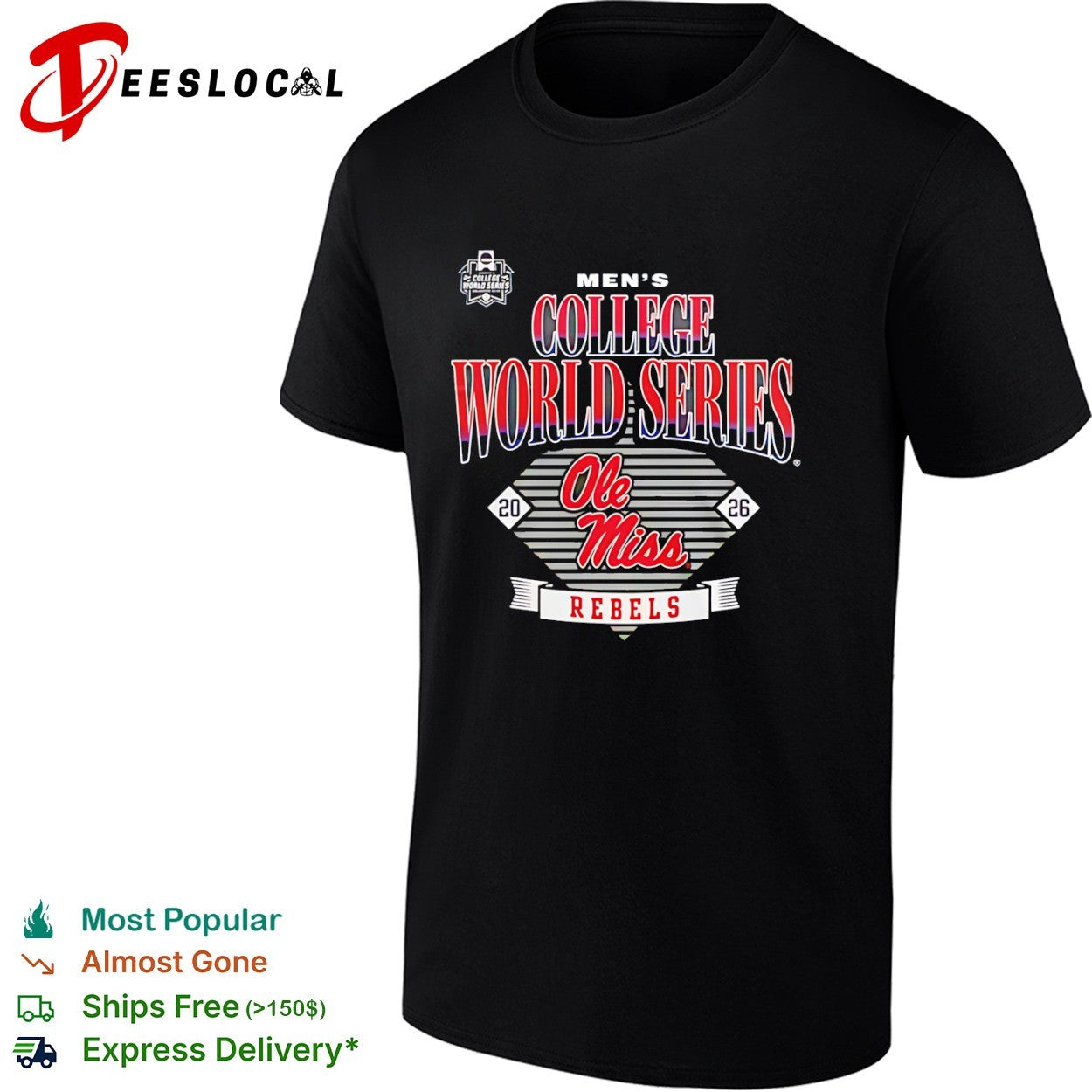 Ole Miss Rebels 2026 College World Series men’s NCAA baseball championship shirt