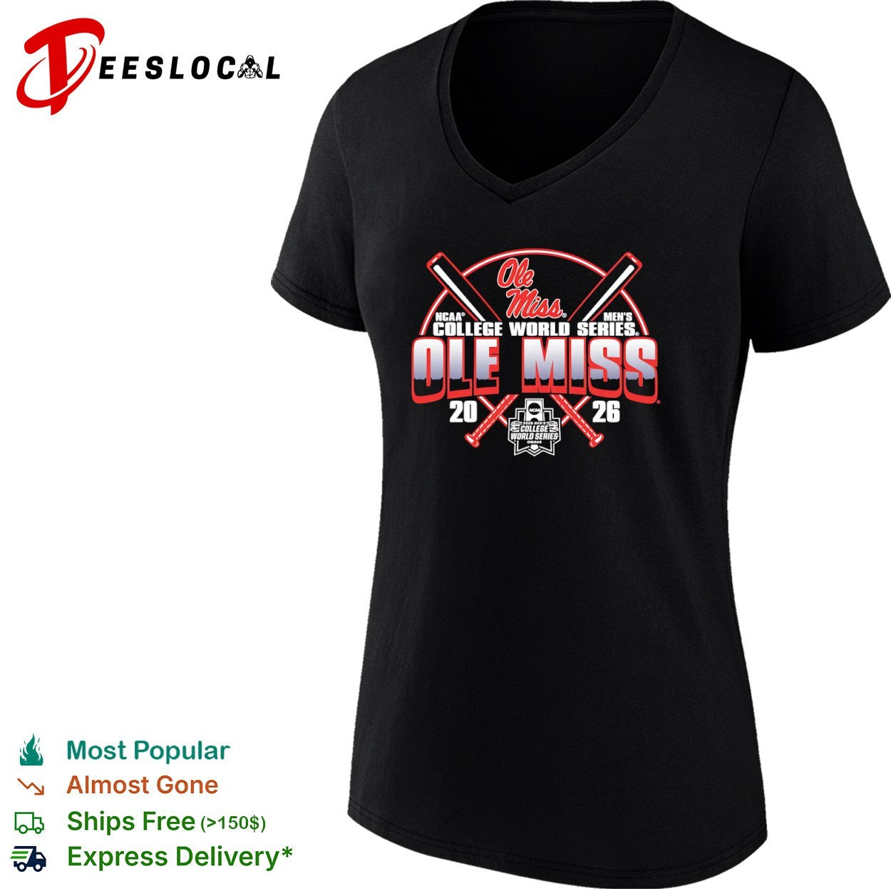 Ole Miss Rebels 2026 NCAA College World Series Baseball Logo Commemorative shirt