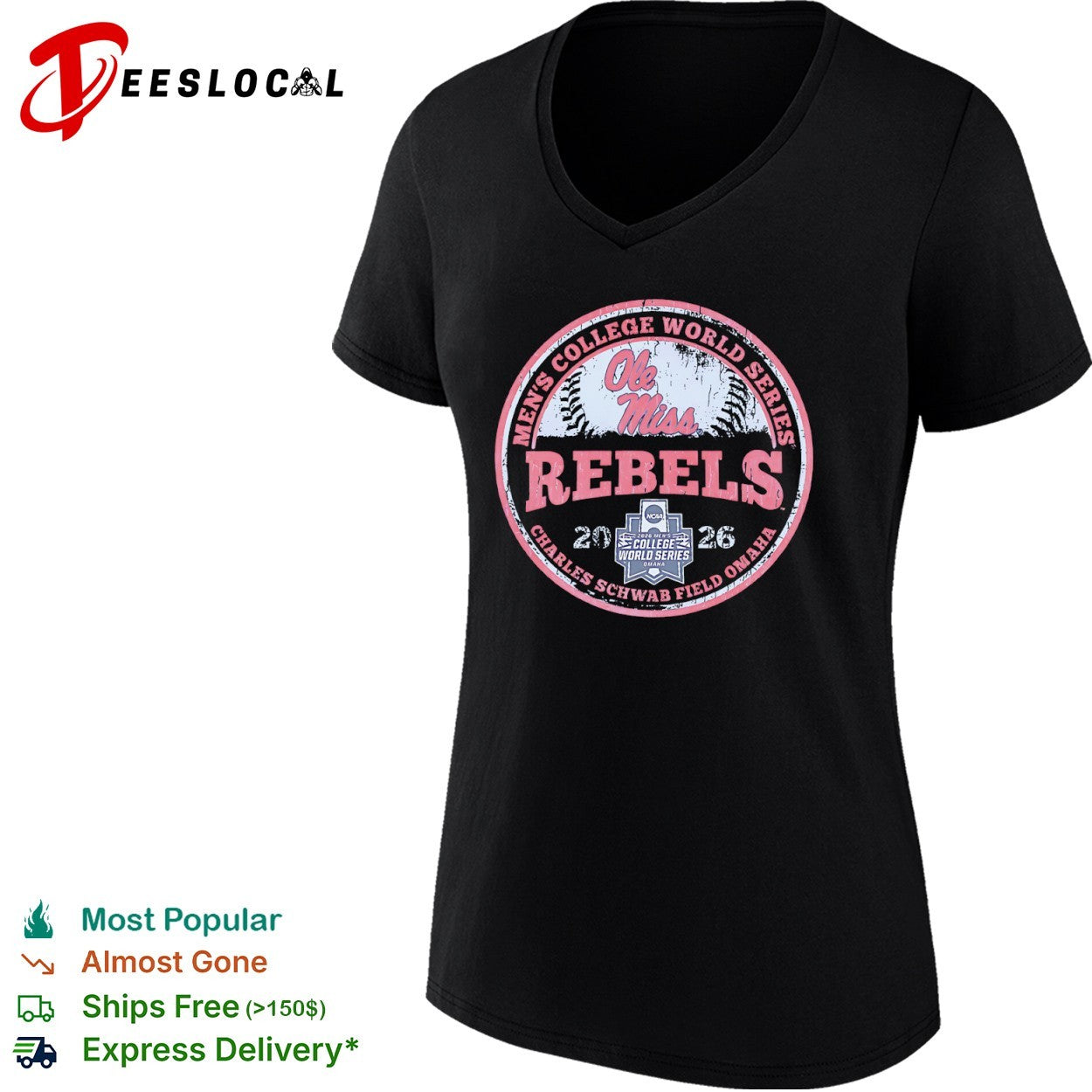 Ole Miss Rebels Men’s College World Series 2026 Charles Schwab Field Omaha shirt