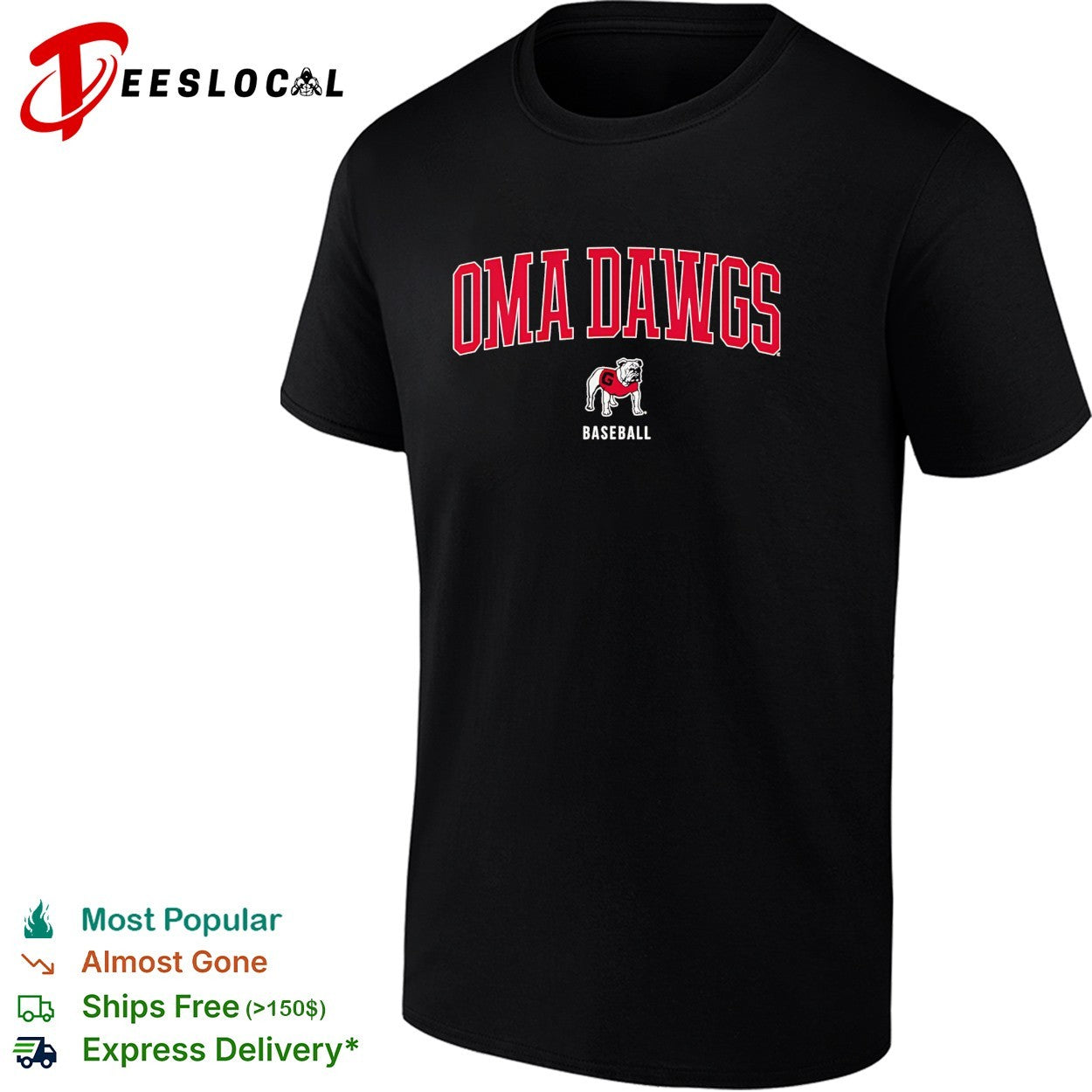 OmaDawgs bulldog wearing Georgia Bulldogs baseball jersey shirt