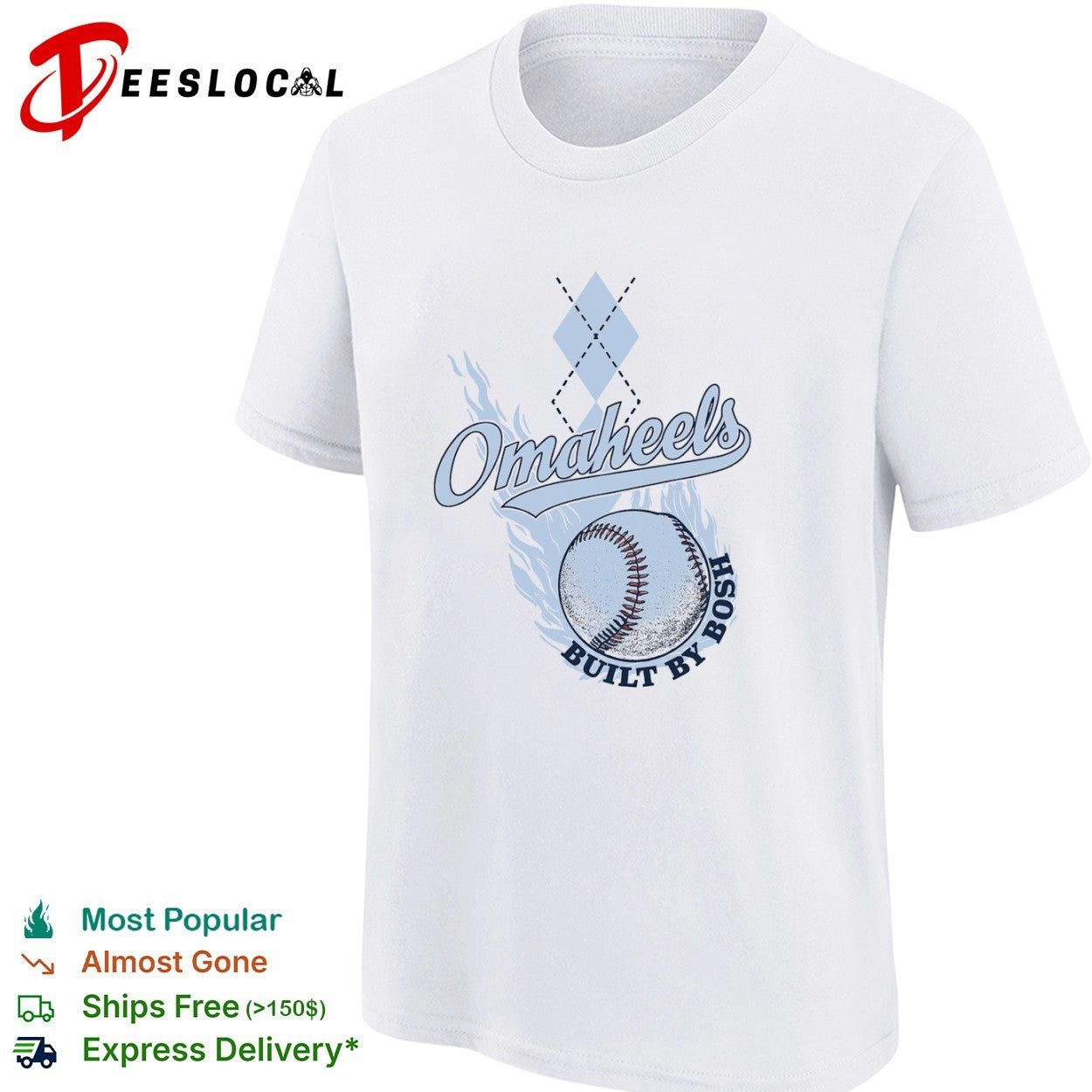Omaheels Built by Bosh North Carolina Tar Heels College World Series Baseball shirt