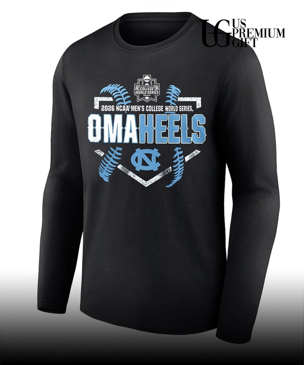 Omaheels North Carolina Tar Heels 2026 Baseball NCAA Men’s College World Series shirt