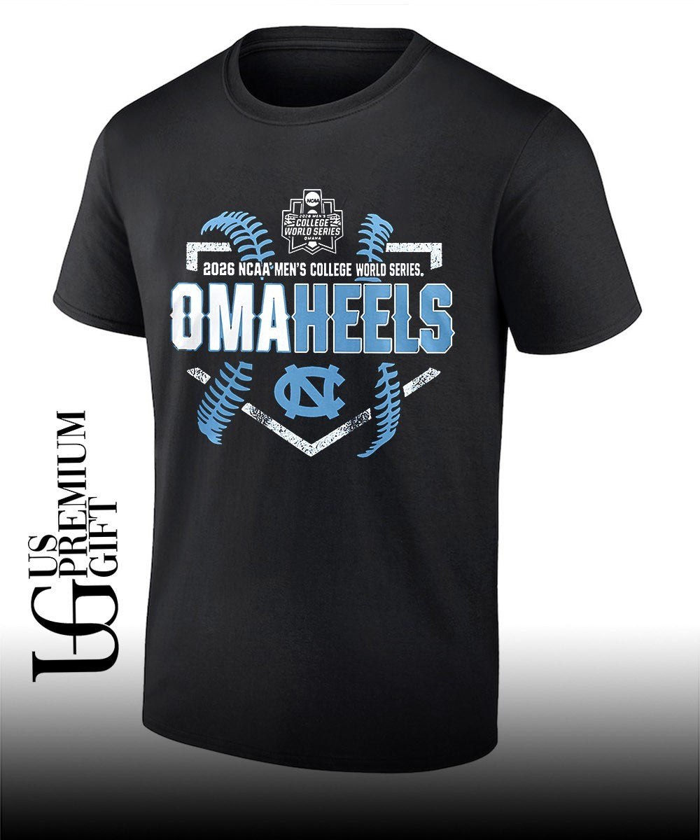 Omaheels North Carolina Tar Heels 2026 Baseball NCAA Men’s College World Series shirt