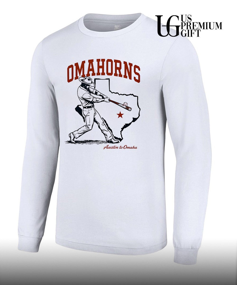 Omahorns Austin to Omaha Texas Longhorns shirt