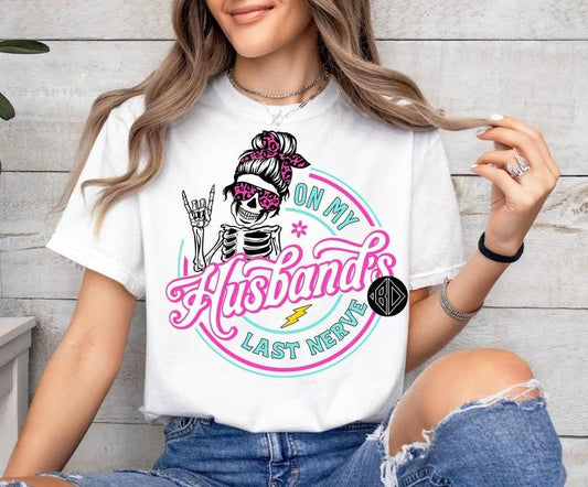 On My Husbands Last Nerve Shirt, Wife Gift For Husband, Wedding Shirt, Valentine's Gift