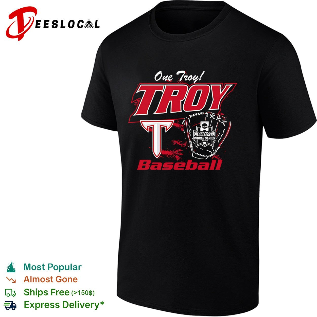 One Troy Troy Baseball 2026 NCAA Men’s College World Series Omaha shirt