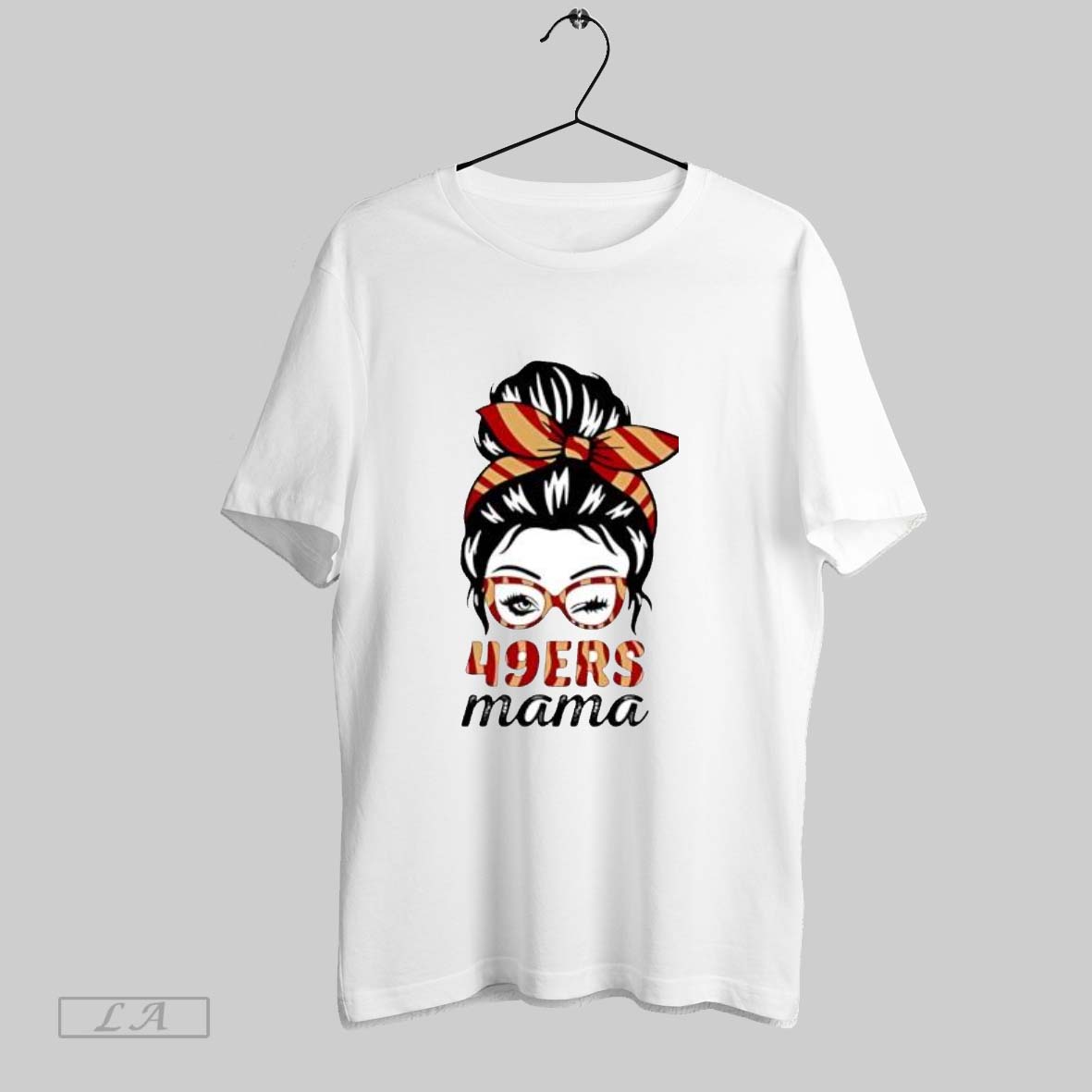 Original 49ers Mama Messy Bun Winking Eye San Francisco Football Fan - clothing by TeeHivey.com