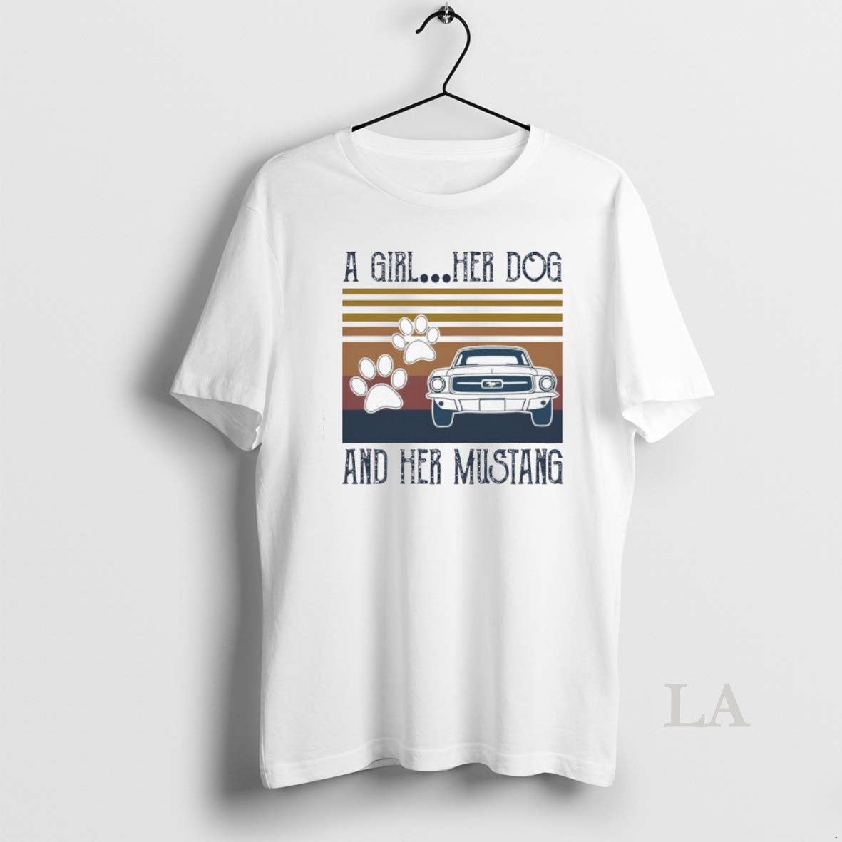 Original A Girl Her Dog And Her Mustang Vintage - clothing by TeeHivey.com