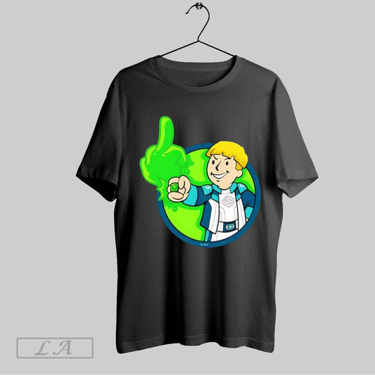Original Cartoon Boy Middle Finger Green Glow - clothing by TeeHivey.com