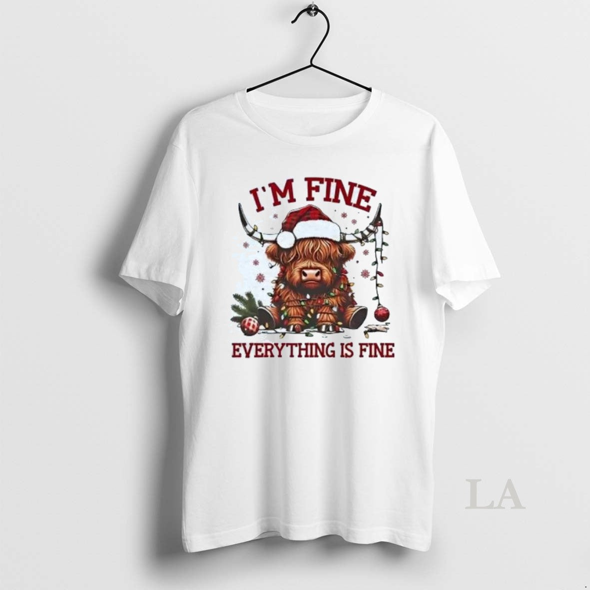 Original Christmas Lights Cow Im Fine Everything Is Fine - clothing by TeeHivey.com