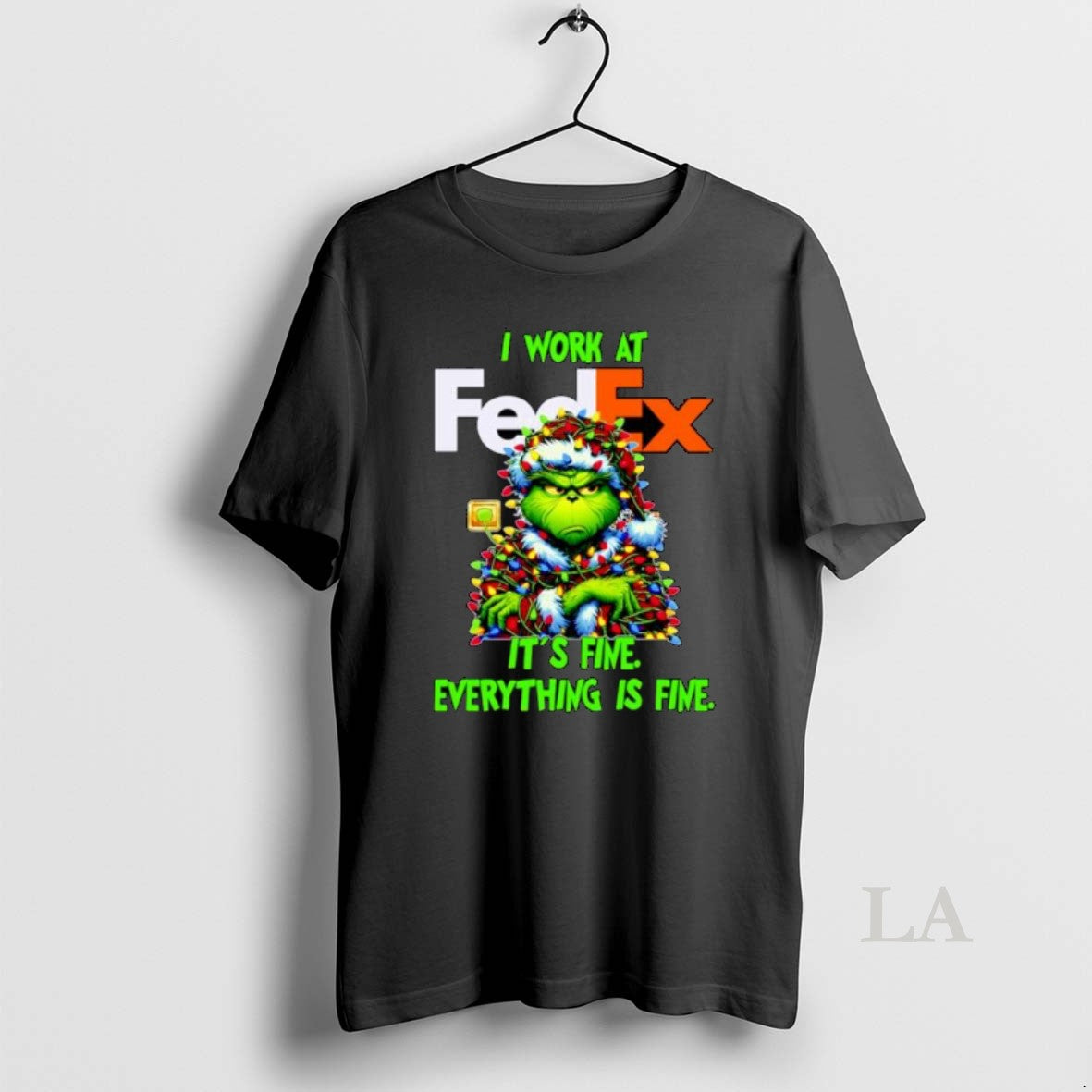 Original Grinch Santa I Work At Fedex Its Fine Everything Is Fine Christmas Lights Ornaments - clothing by TeeHivey.com