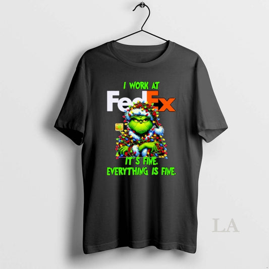 Original Grinch Santa I Work At Fedex Its Fine Everything Is Fine Christmas Lights Ornaments - clothing by TeeHivey.com