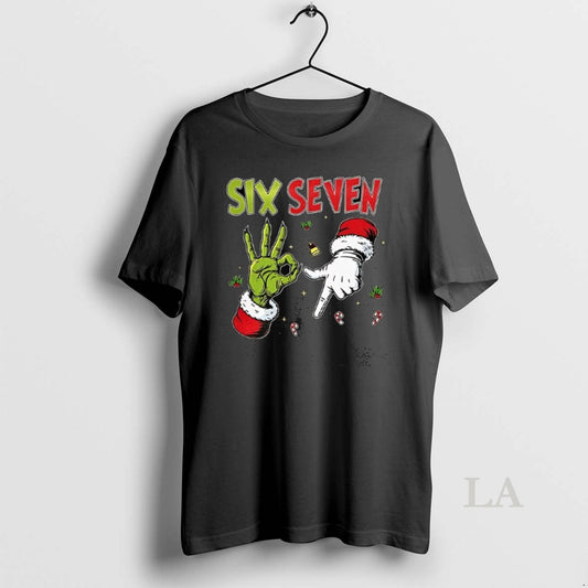 Original Grinch And Santa Hands Six Seven Christmas - clothing by TeeHivey.com