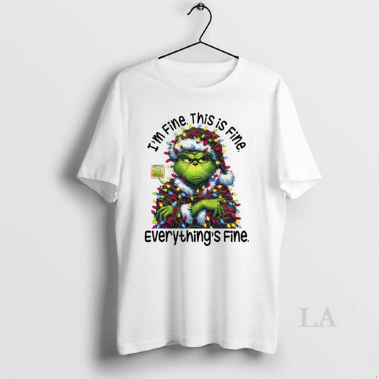 Original Grinchmas Lights Sarcastic Im Fine This Is Fine Everythings Fine Christmas White - clothing by TeeHivey.com