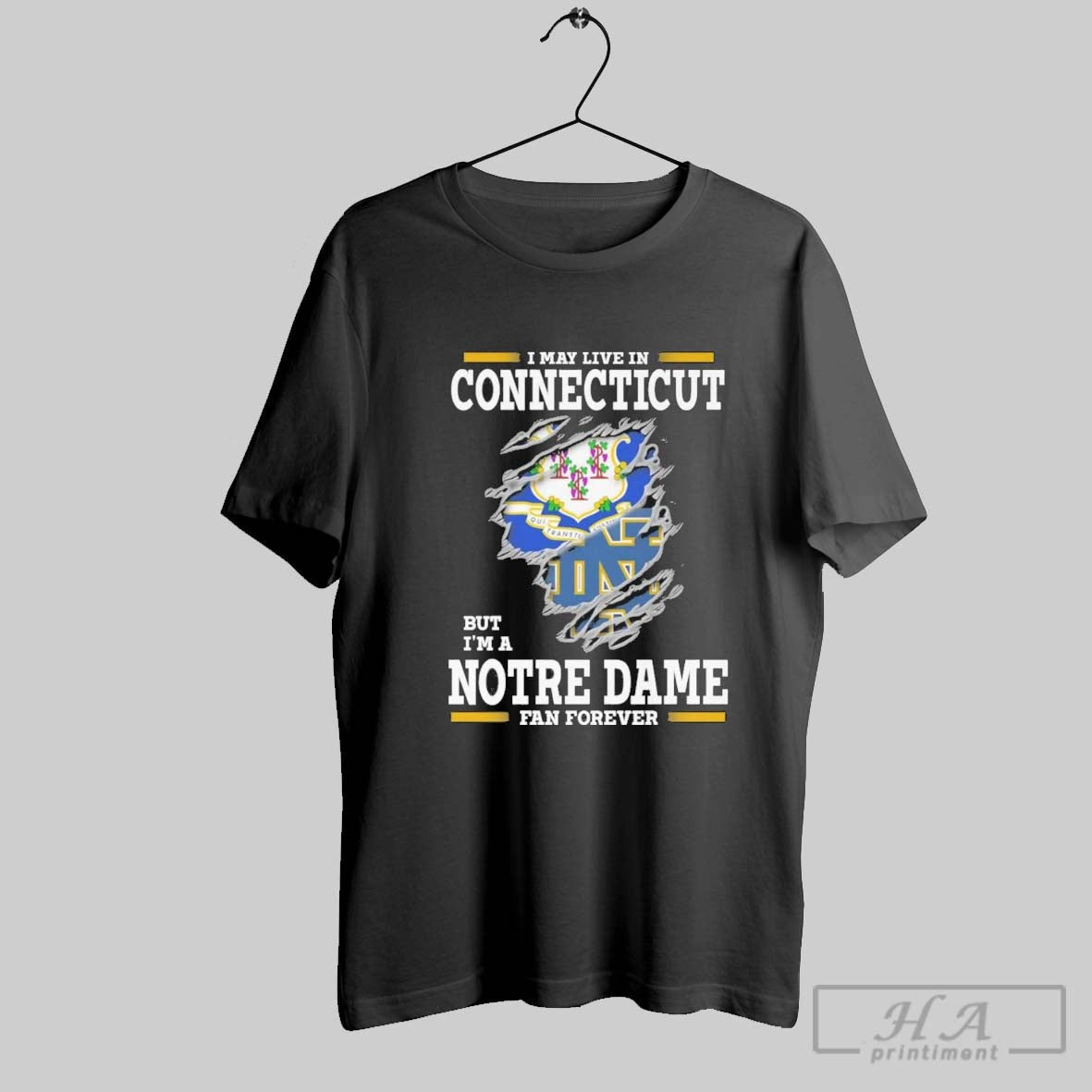 Original I May Live In Connecticut But Im A Notre Dame Fighting Irish Fan Forever