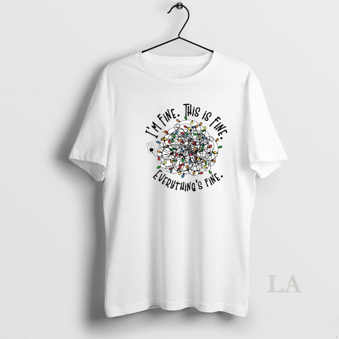 Original Im Fine This Is Fine Everything Is Fine Christmas Lights Circle - clothing by TeeHivey.com
