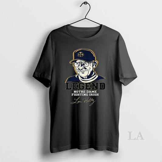 Original Lou Holtz Coach Legend Notre Dame Fighting Irish Football Signature Long Sleve