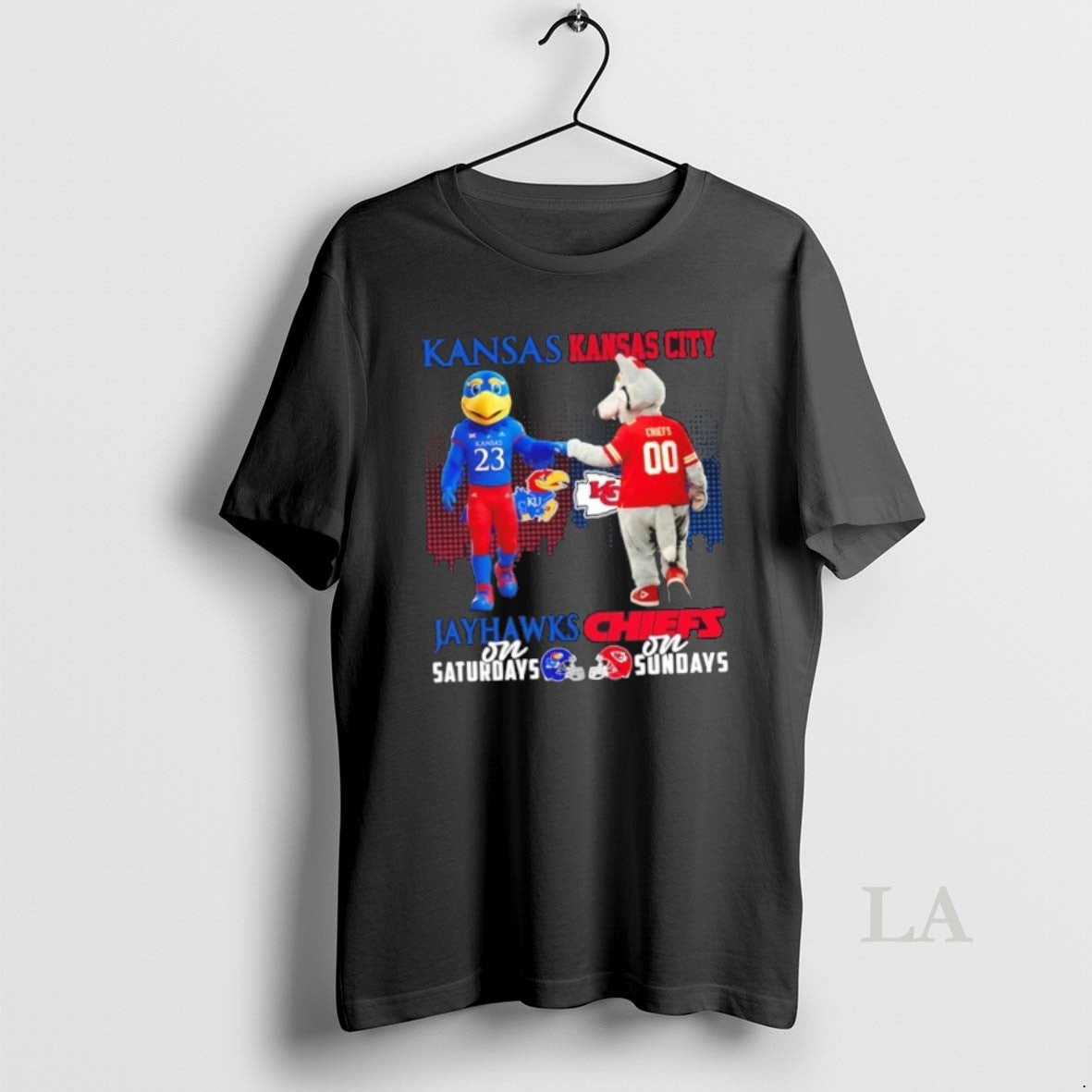 Original Mascots Kansas Jayhawks On Saturdays X Kansas City Chiefs On Sundays Skyline - clothing by TeeHivey.com