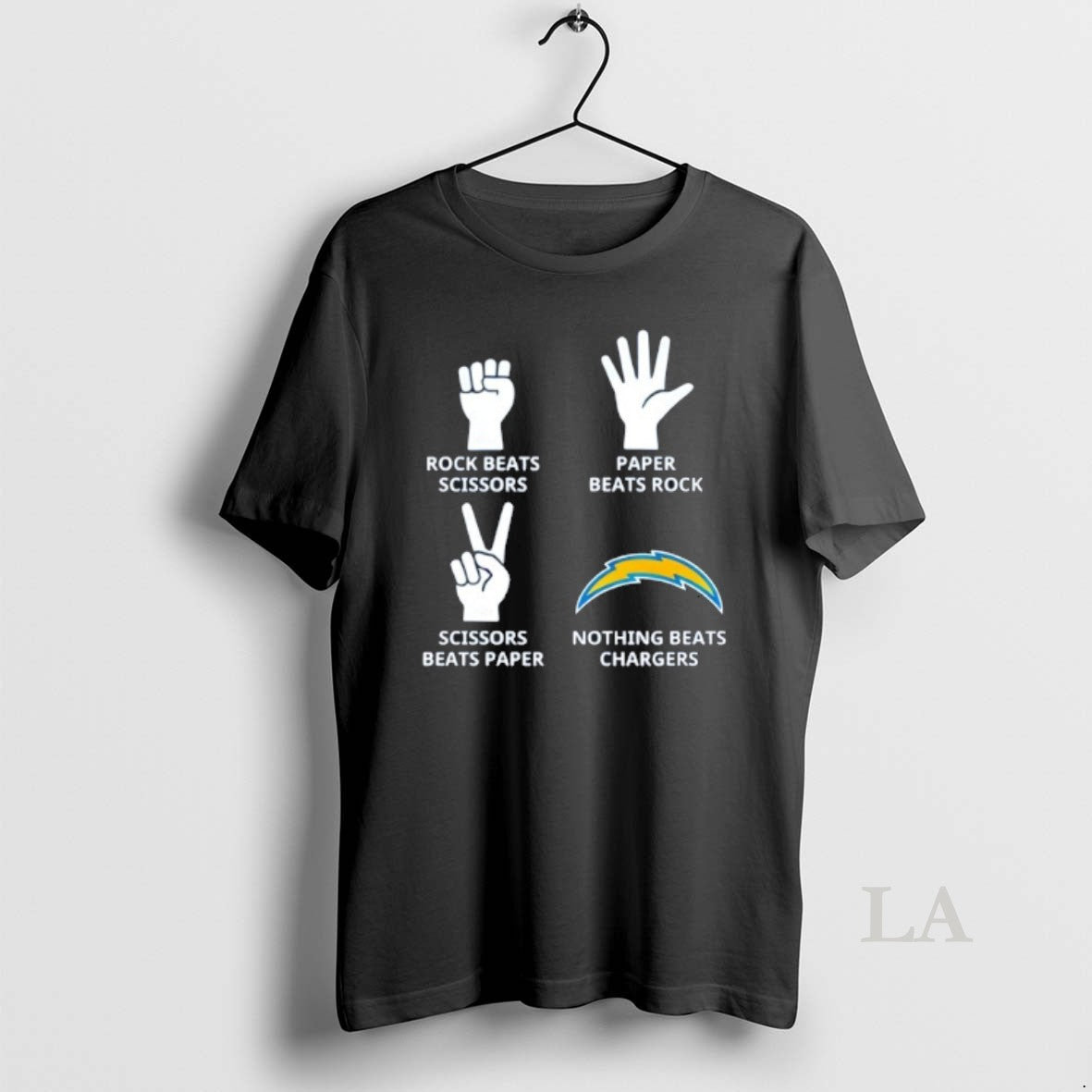Original Nothing Beats Los Angeles Chargers Rock Beats Scissors Paper Beats Rock - clothing by TeeHivey.com