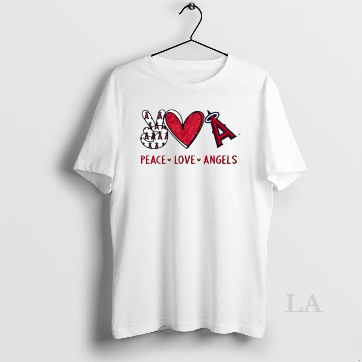 Original Peace Love Angels Los Angeles Red Heart Baseball