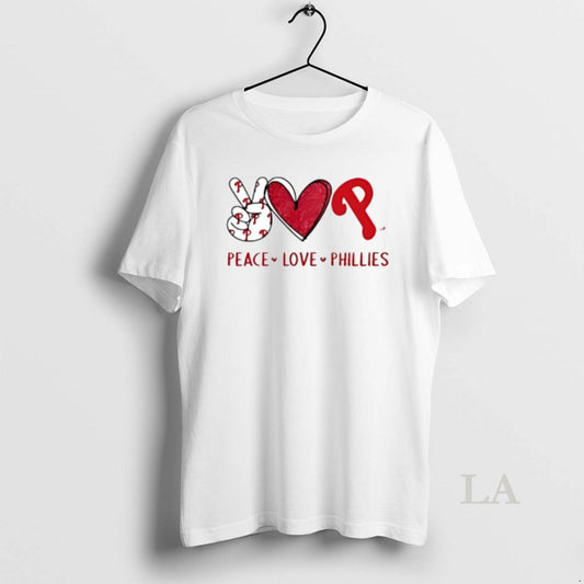 Original Peace Love Phillies Philadelphia Baseball Hand Heart Graphics