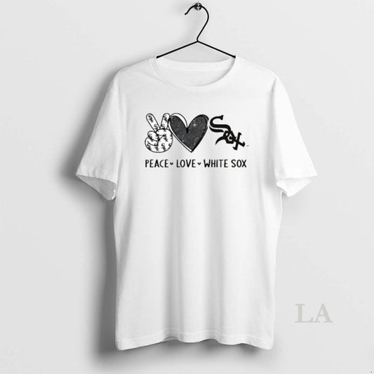 Original Peace Love White Sox Chicago Baseball Fan Graphic