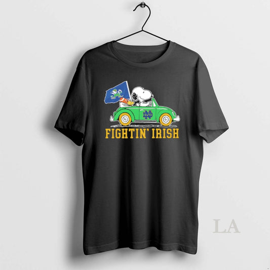 Original Peanuts X Notre Dame Fighting Irish Football Driving Car - clothing by TeeHivey.com