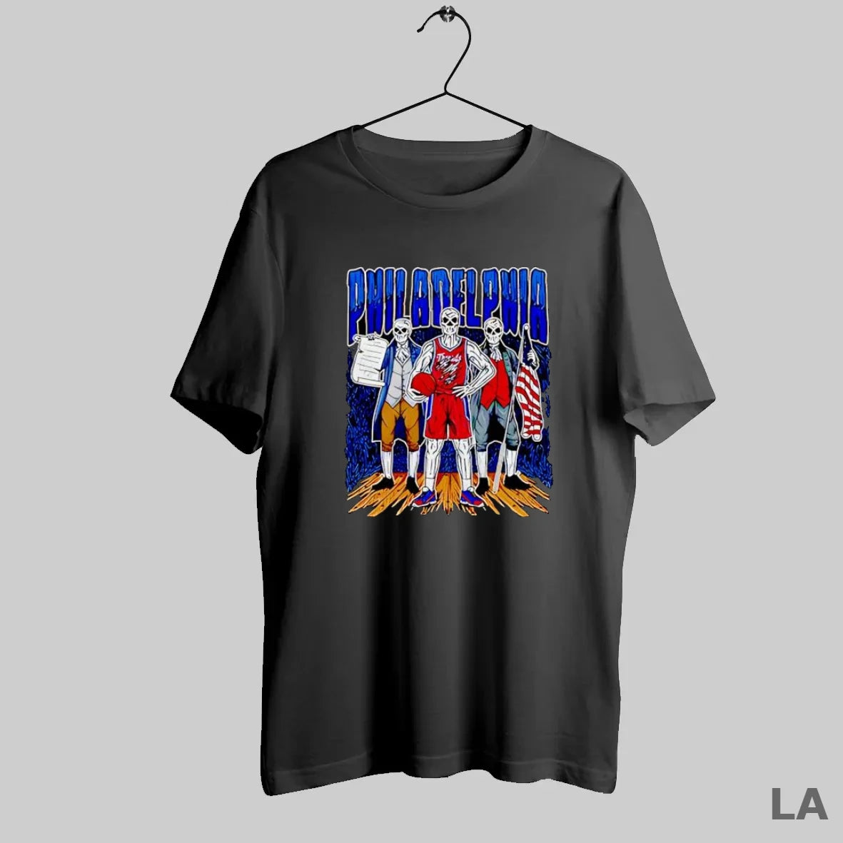 Original Philadelphia Skeleton Basketball Player With Founding Fathers - clothing by TeeHivey.com