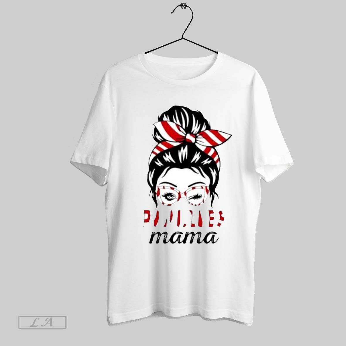Original Phillies Mama Messy Bun Winking Eye Baseball Glasses Fan - clothing by TeeHivey.com