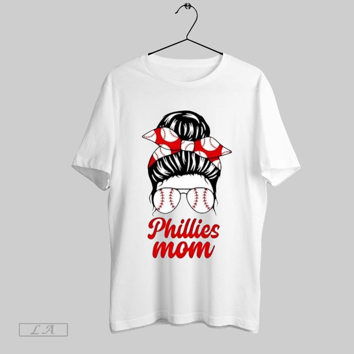 Original Phillies Mom Messy Bun Winking Eye Baseball Glasses Fan - clothing by TeeHivey.com