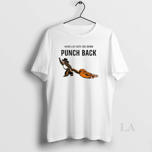 Original Punch Kun Monkey When Life Gets You Down Punch Back Meme Womens