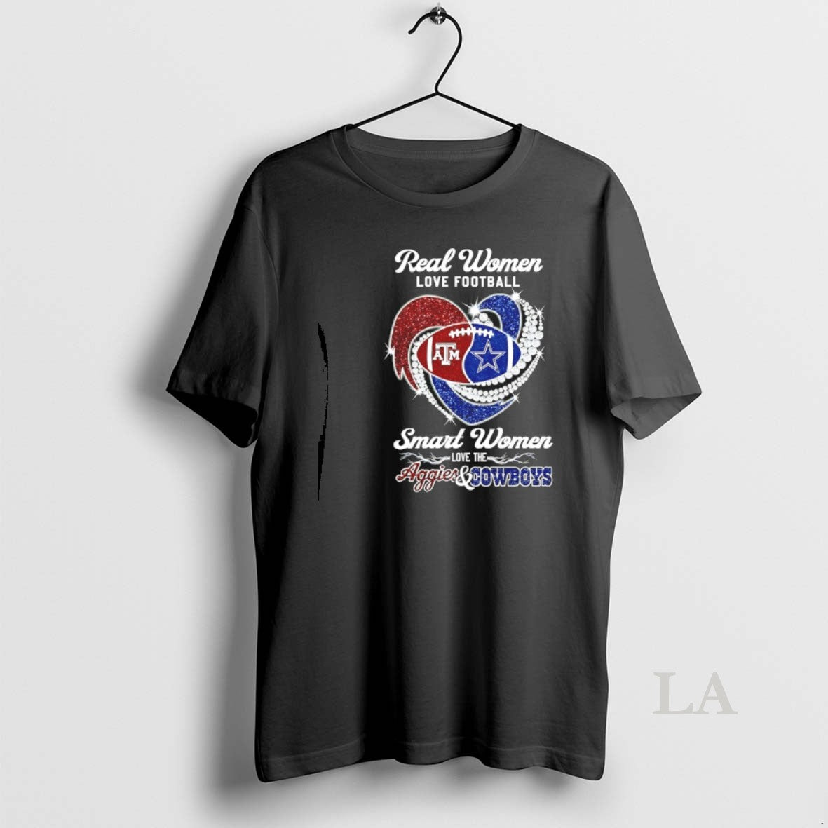 Original Real Women Love Football Smart Women Love The Texas Am And Dallas Diamond Heart - clothing by TeeHivey.com
