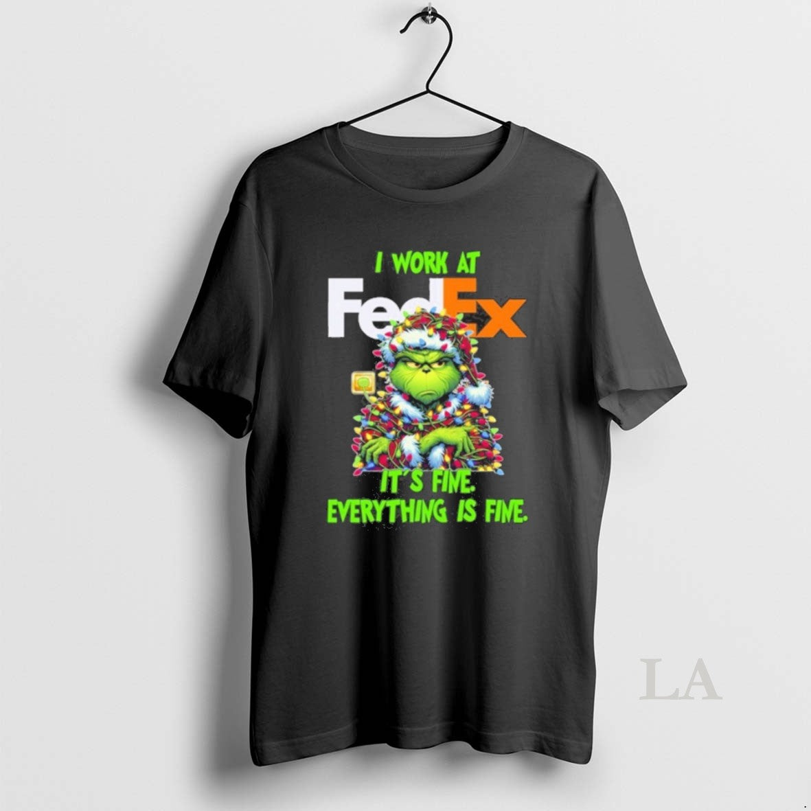 Original Santa Grinch Light I Work At Fedex Logo Its Fine Everything Is Fine - clothing by TeeHivey.com