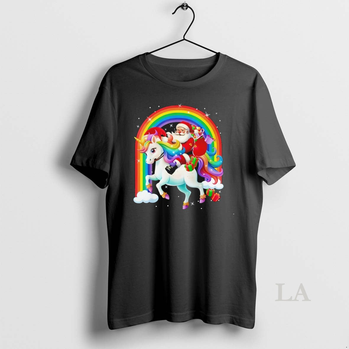 Original Santa Riding Rainbow Unicorn Christmas Gifts - clothing by TeeHivey.com
