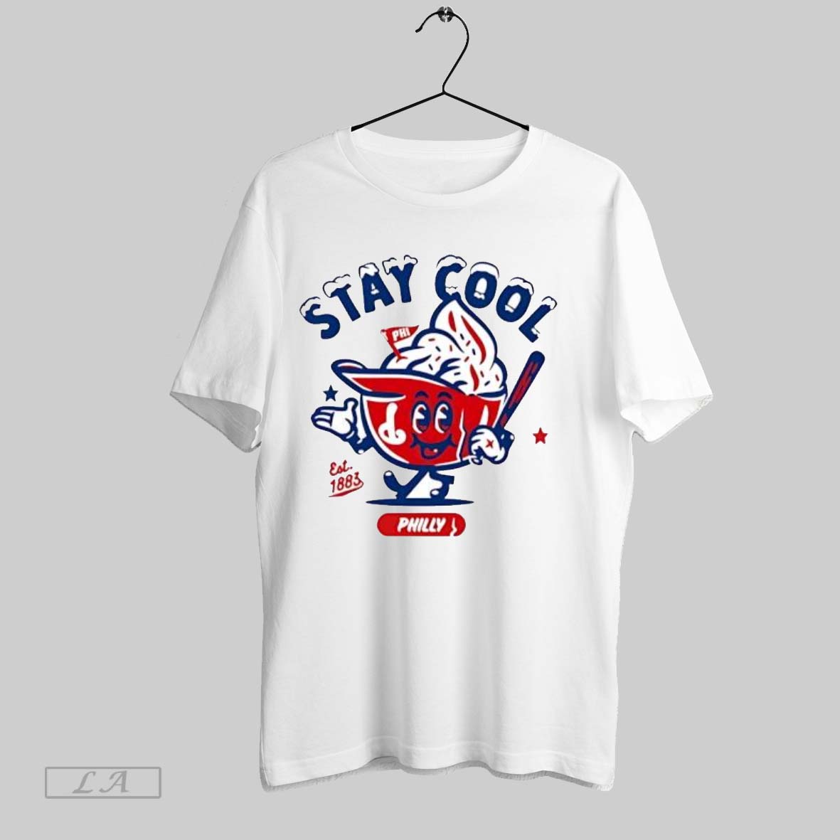 Original Stay Cool Philly Baseball Mascot Est 1883 With Bat And Flag - clothing by TeeHivey.com