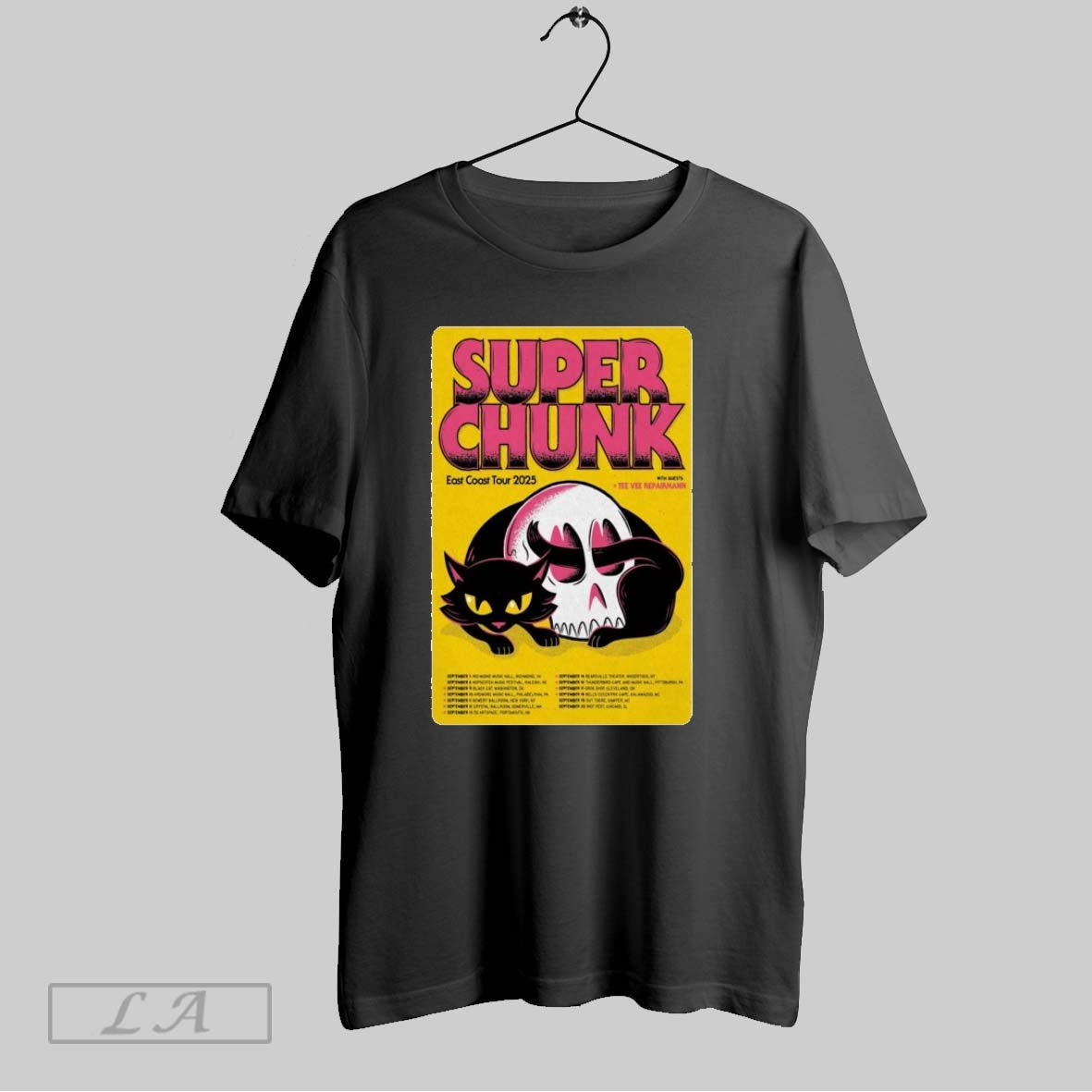 Original Superchunk East Coast Tour 2025 Dates Skull Cat T Shirt