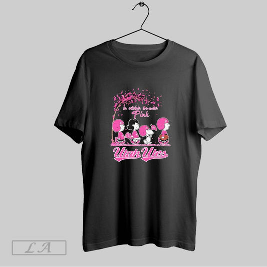 Original The Peanuts Walking X Utah Utes In October We Wear Pink T Shirt