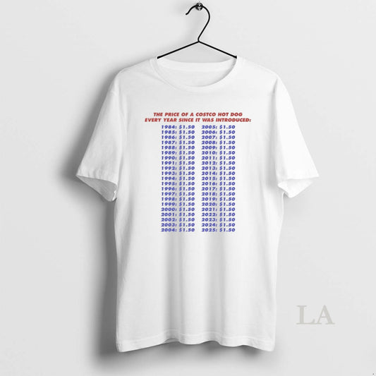 Original The Price Of A Costco Hot Dog Every Year Since It Was Introduced - clothing by TeeHivey.com