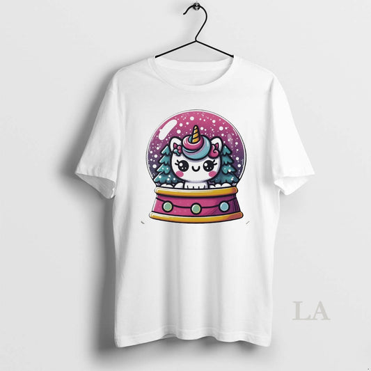 Original Unicorn Snow Globe Winter Wonderland Christmas White - clothing by TeeHivey.com