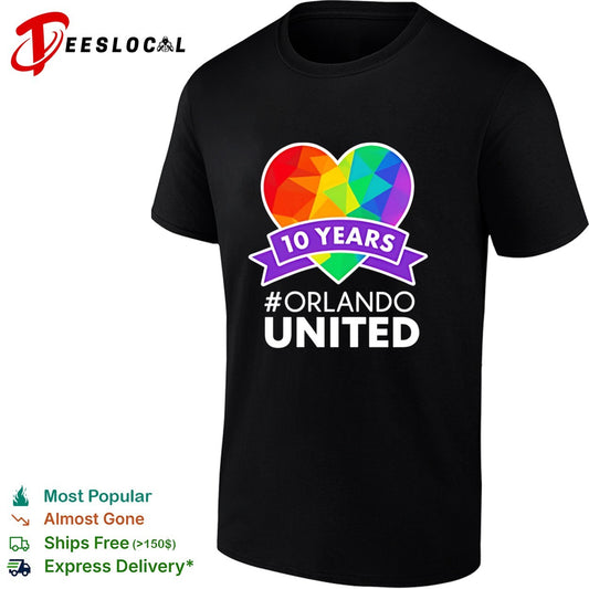 Orlando United 10 years anniversary rainbow heart LGBTQ community memorial shirt